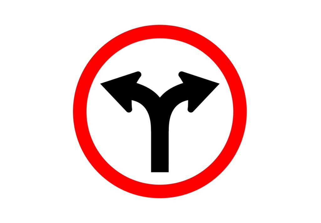 Fork In Road Traffic Sign,Vector Illustration, Isolate On White Background Label. EPS10