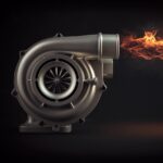 Turbocharger with fire flames.