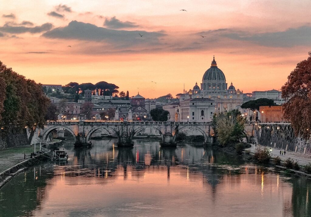 Vatican view sunset in Rome Italy