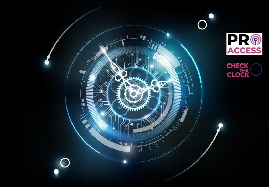 Abstract Futuristic Technology Background with Clock concept and Time Machine, Can rotate clock hands, vector illustration