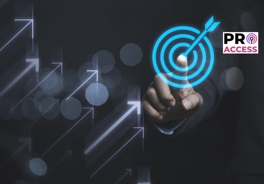 Businessman touching virtual dartboard with arrow ,Business Achievement objective target concept.