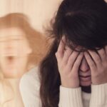 Emotional portrait of woman suffering from mental disorder (schizophrenia or Dissociative identity disorder)