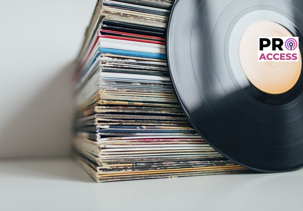 Stack of vinyl records