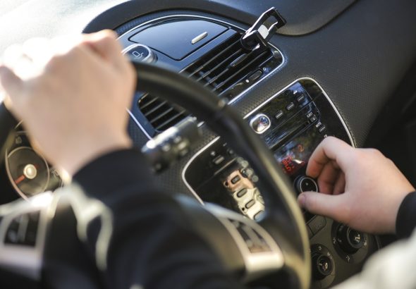 Car dashboard and car wheel detail