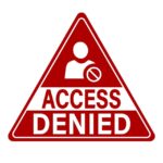 Access denied. Red warning triangle sign with symbol and text