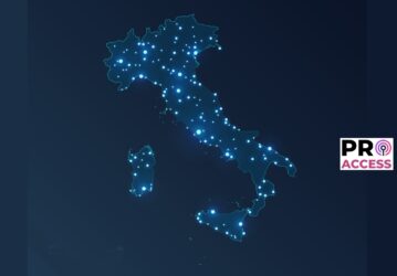 Italy map with cities. Luminous dots - neon lights on dark background. Vector illustration.