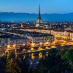 Turin twilight skyline