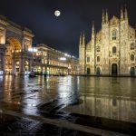 Duomo di Milano , Milan cathedral during rainy evening