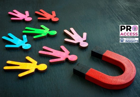 Clients attraction concept. Magnet and figurines as customers.