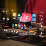Businesswoman doing digital marketing and online advertising to target customers. Online sales concept of digital marketing, ad, product ads, promotion of products or services through digital tools.