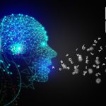 AI speaks letters, text-to-speech or TTS, text-to-voice, speech synthesis applications, generative Artificial Intelligence, futuristic technology in language and communication.